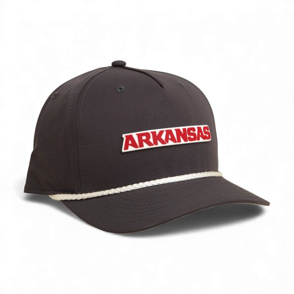 Arkansas Razorbacks ARKANSAS Red 3D Five Panel Classic Rope Hat- Charcoal/ White - Picture 1 of 3